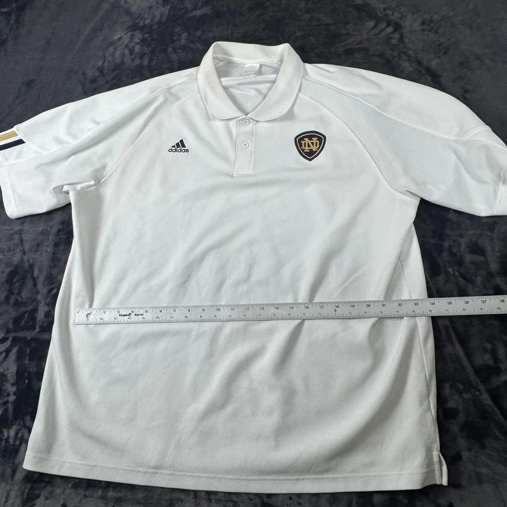 Adidas Polo Shirt Mens 2XL White Notre Dame Fighting Irish NCAA Golf